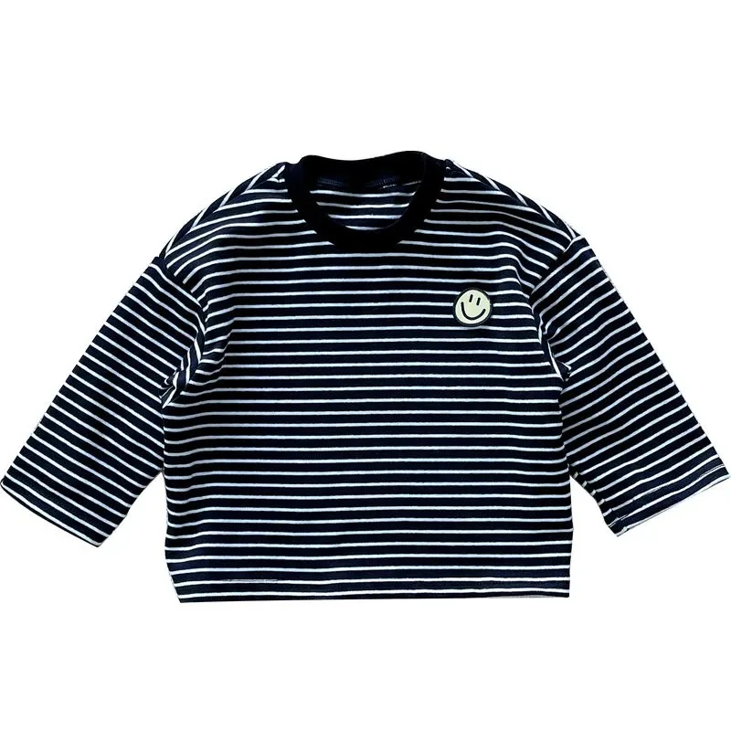 Striped Cute Baby Long Sleeved T-shirt Children Clothes Tops Boy\'s Sweatshirt Kids O-neck Pullover Blouse 1 2 3 4 5 6years