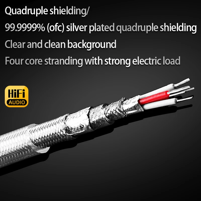 One Pair HiFi RCA to XLR Audio Cable OFC Mixed Silver 4 Layers Shielding 2 RCA Male to 2XLR Female Cable for CD DAC Mixer