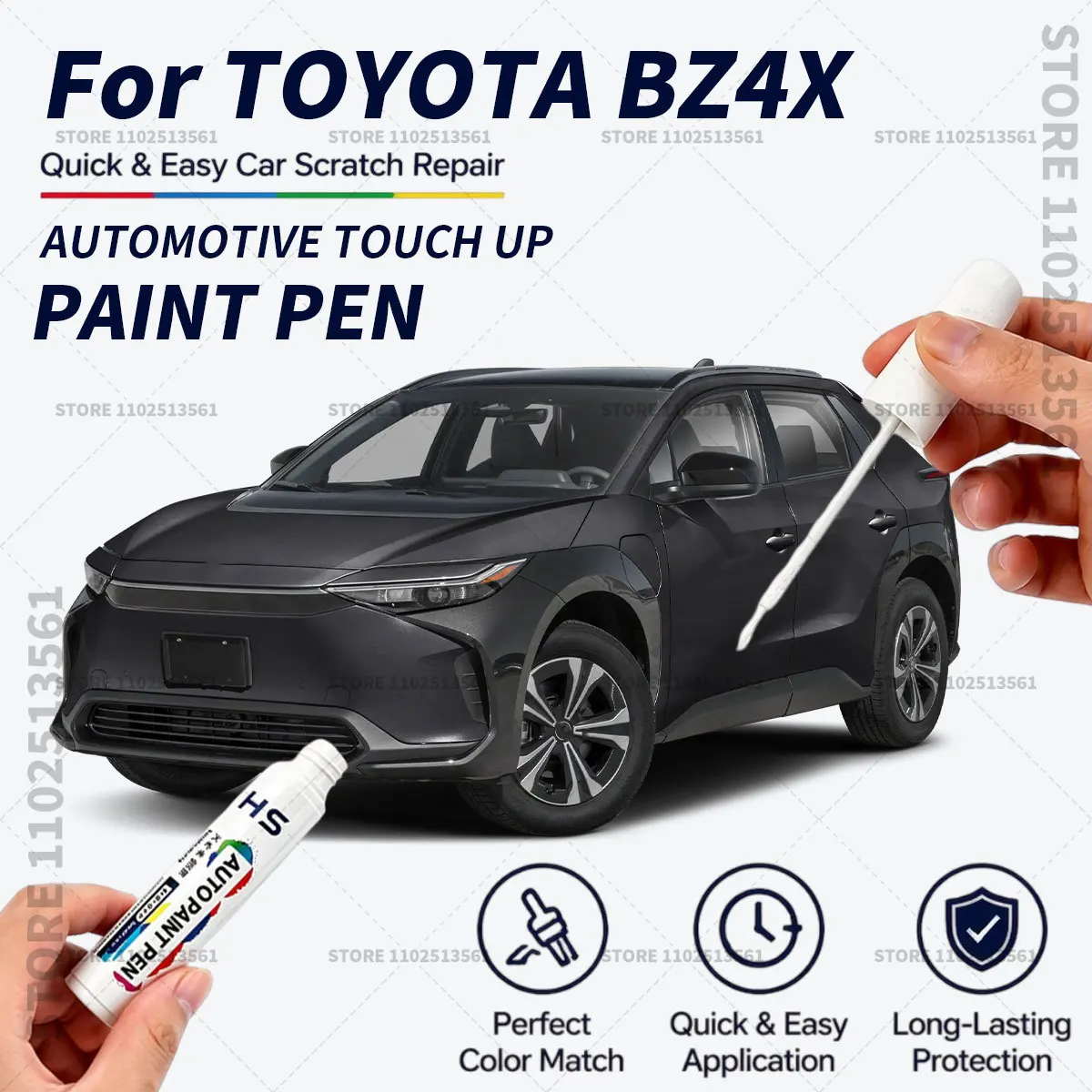 For TOYOTA BZ4X Black White Red Quick Dry Car Touch Up Paint Pen Auto Scratch Repair Brush for Paint Chips Scratches and Scuffs