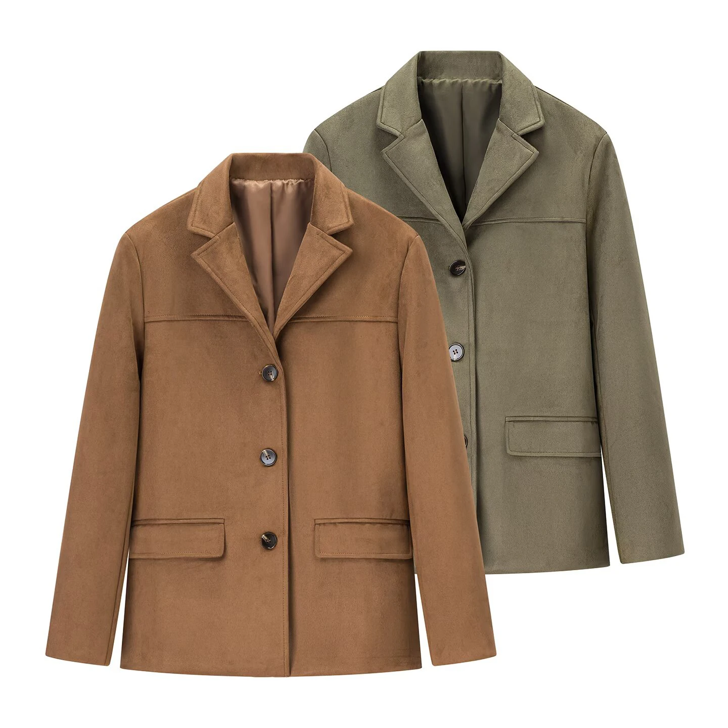 

European and American style women's clothing new 2025 fashion versatile solid color loose pocket long sleeved suit jacket