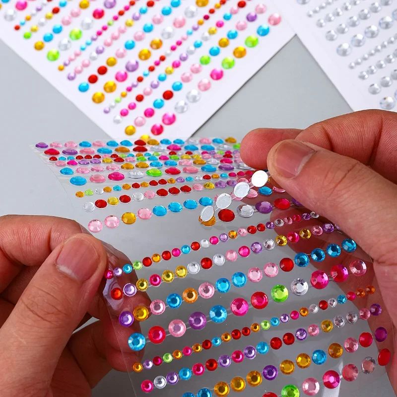 Autocollant auto-adhésif en biscuits de diamant acrylique pour le visage et les yeux, maquillage de fête, cristal brillant, bricolage, grand, petit mélange, décoration