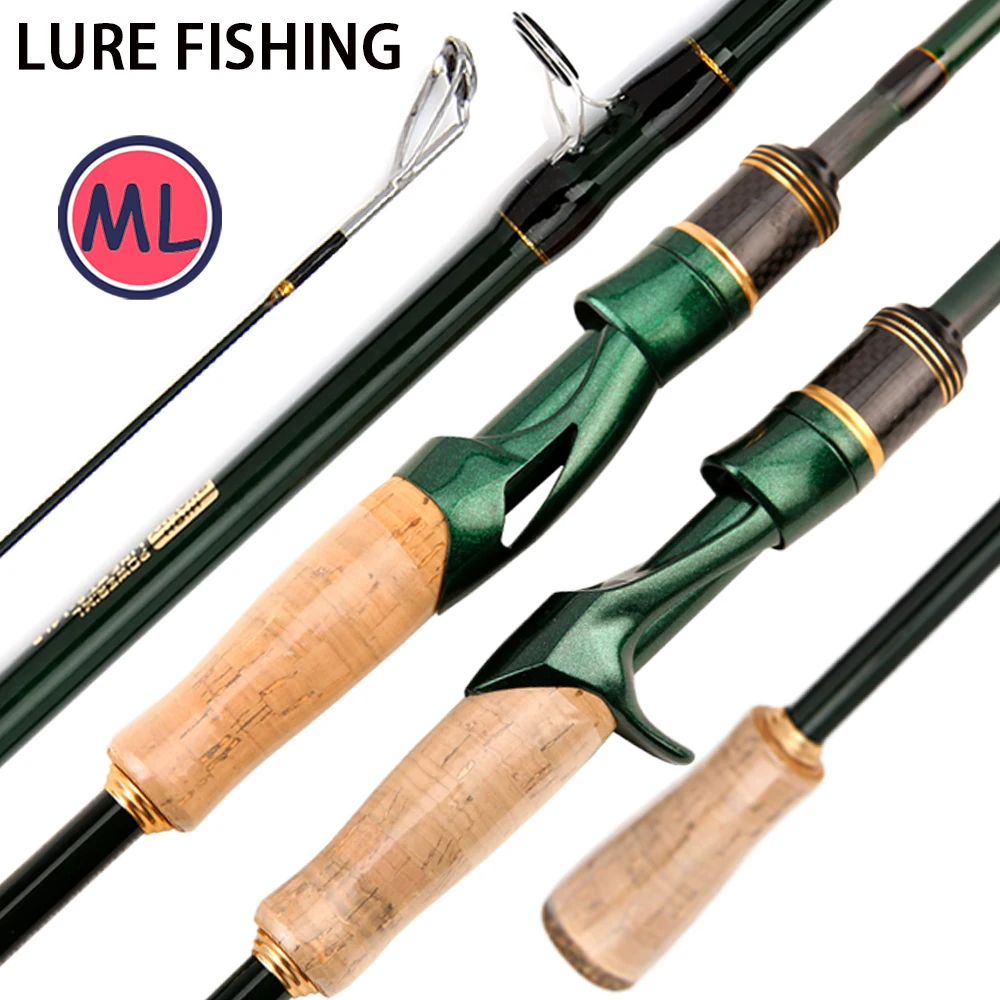 6-teilige Spinn- und Casting-Angelrute 2,1M 2,4M Carbon Schnurgewicht 6-14lb Reise-ML-Baitcasting-Ruten für Karpfen- und Forellenangeln