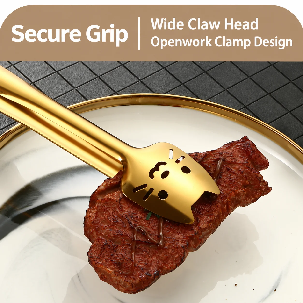 Food Tongs Openwork Bbq Tongs Stainless Steel Tongs Reinforced Serving Clip For Serving Salads Searing Steaks Roasted Meat