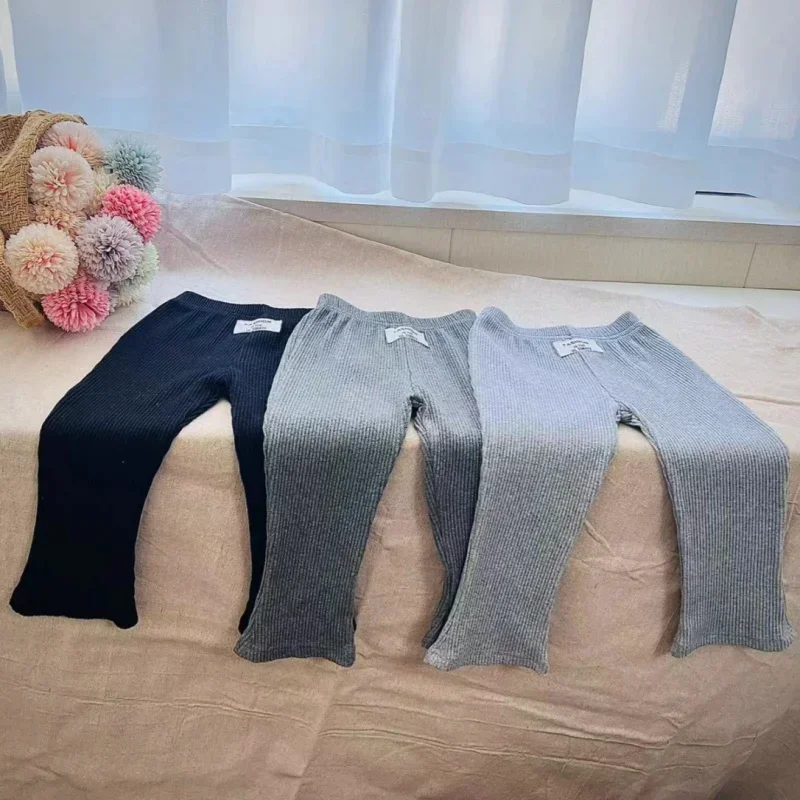 Baby Girls Flared Pants 2024 Spring New Korean Style Solid Color Toddlers Kids Casual Elastic Skinny Trousers 1-6Years Clothes