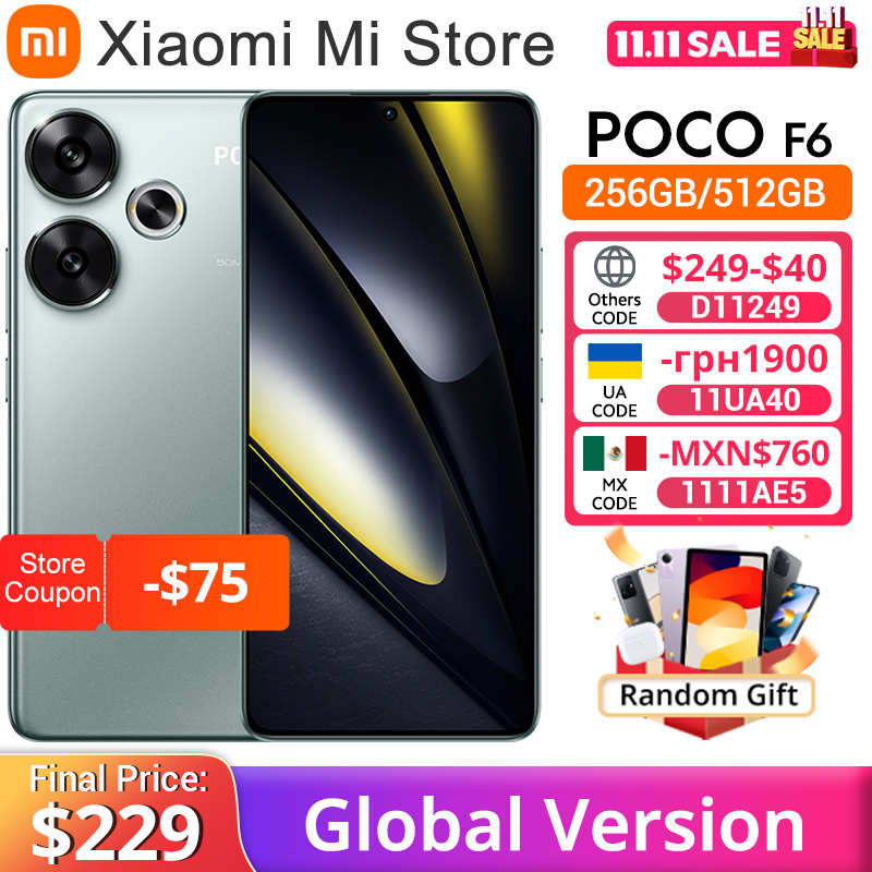  POCO F6 5G Global Version Cellphone 120Hz Flow AMOLED display 90W turbo charging 50MP camera system with OIS Snapdragon 8s Gen 3 