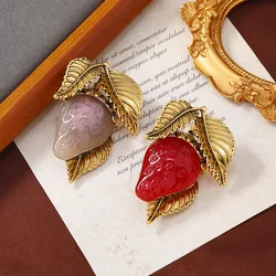 SHMIK Women Classic Jelly Resin Strawberry Brooches Pins Fashion Fruit Creative Design Suit Office Badges For Lady New Year Gift