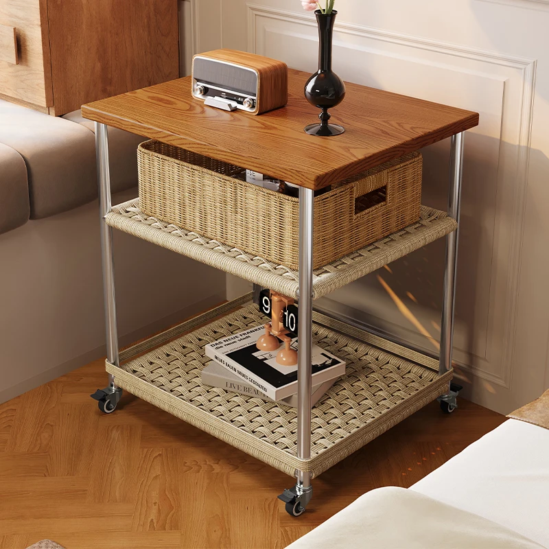 Armários de arquivo, Mesa de cabeceira de canto, Armários japoneses móveis para pátio, Mesa de cabeceira, Mesa de cabeceira simples e barata, Móveis de vime