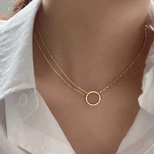 

Real 925 Sterling Silver Minimalist Round Chokers Necklaces for Women Trendy Light Luxury Fine Jewelry Geometric Accessories