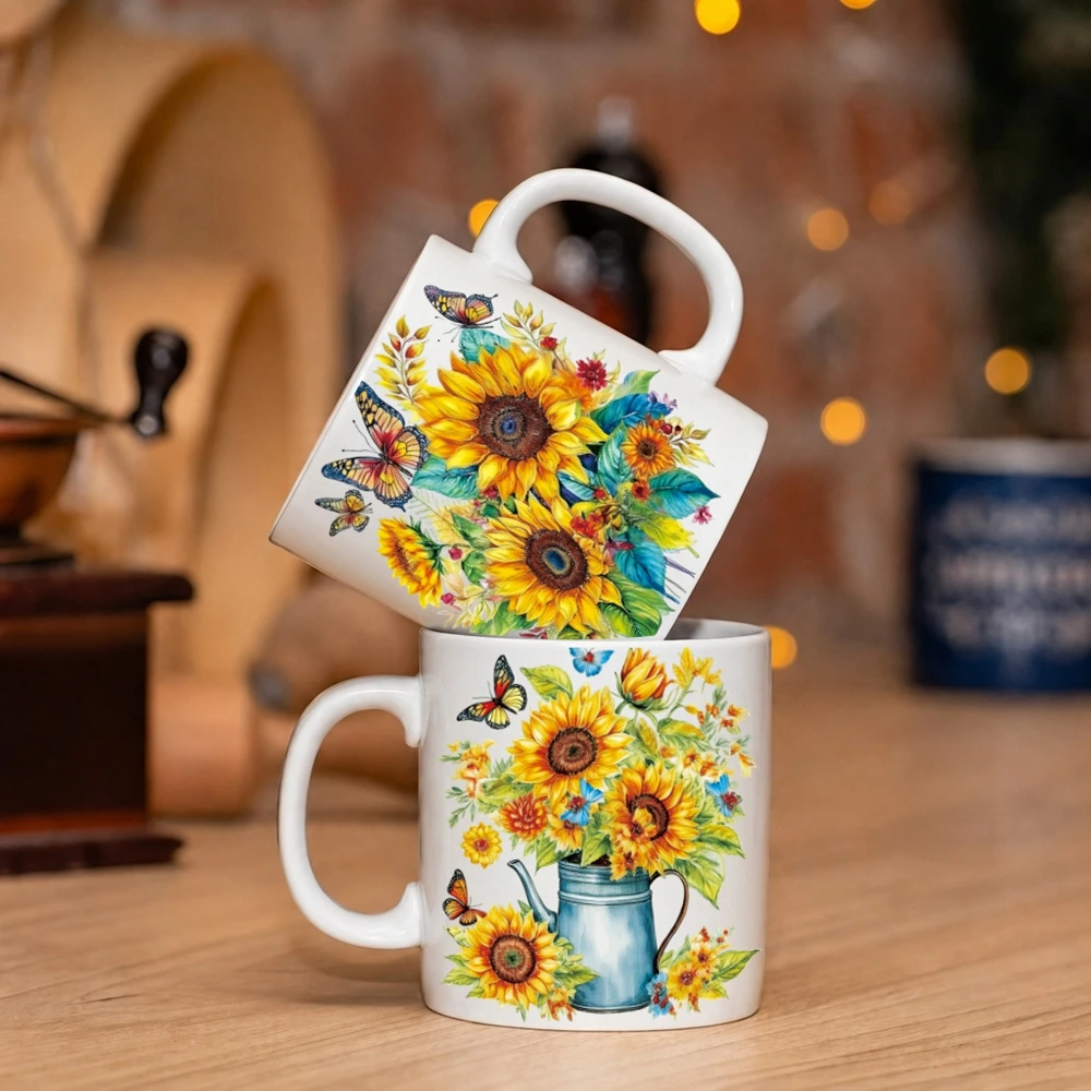 3D UV DTF Sunflowers Bees Transfer Sticker For Glass Cup Golden Sunflower Flowers Waterproof Crystal Adhesive Transfers Decals - view 3