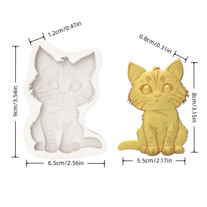 Cute Kitten Silicone Mold, Easy-To-Remove Chocolate Fondant Making Mold