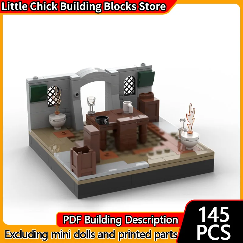 

Средневековый замок, модель MOC, строительные кирпичи, замок, интерьерная сцена, модульная технология, детские праздничные подарки, сборные игрушки, костюм