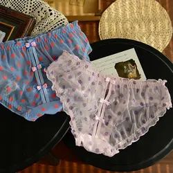 Online Celebrity Openwork Lace Triangular Underwear Ladies Mesh Thin Breathable Hip Transparent Low Waist Briefs Floral Panties