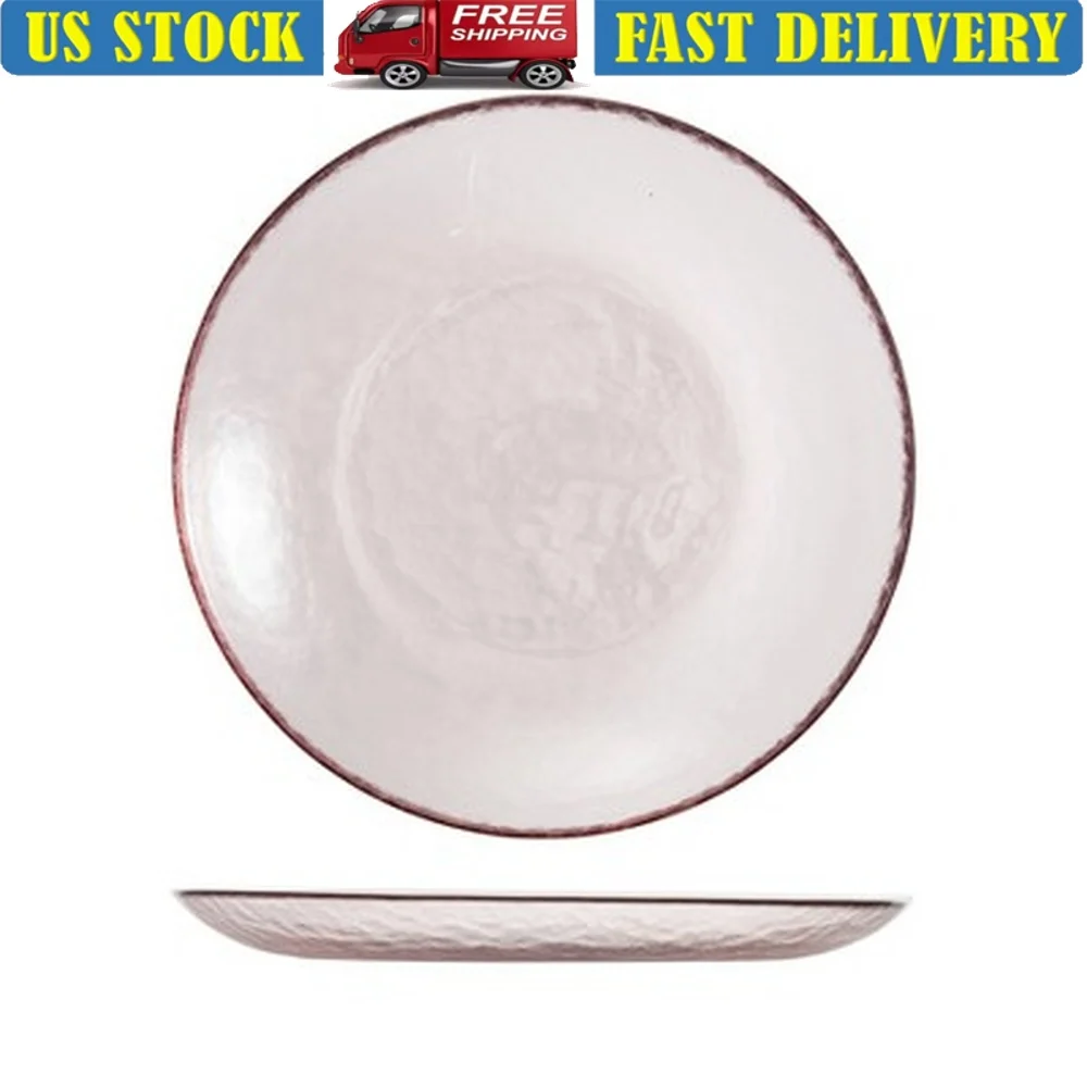 

4 Pack 8 Inch Round Glass Salad Plates Durable Colorful Tableware Dishwasher Safe Perfect Entertaining Dining Events