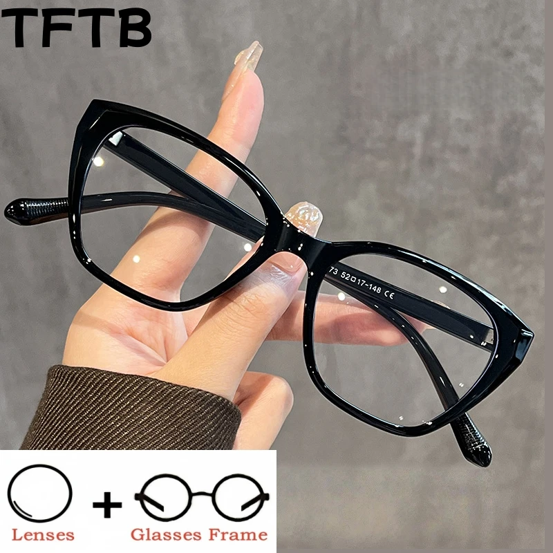 

TFTB Cat Eye Women's Optical Prescription Glasses Blue Light Blocking Anti-UV Myopia Hyperopia Progressive Multifocal Eyeglasses