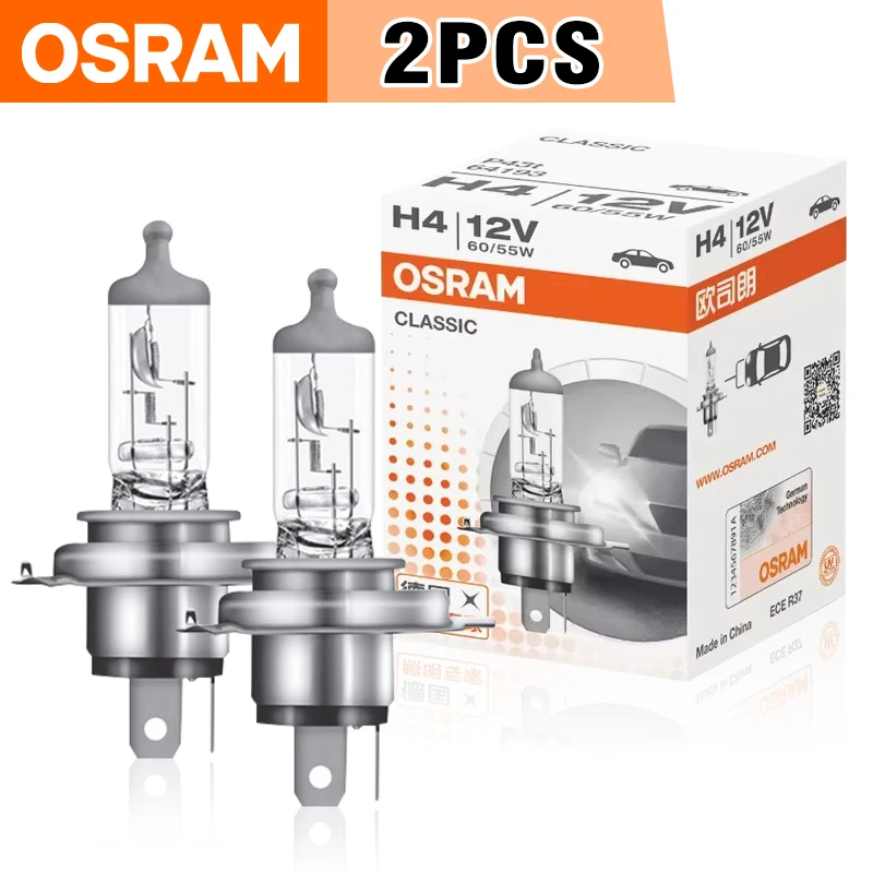 OSRAM CLASSIC 2PCS H4 9003 HB2 64193 Hi/lo Beam Car Halogen Headlight Auto Bulb 3200K 12V 60/55W P43t Original Lamp 4/6/10PCS