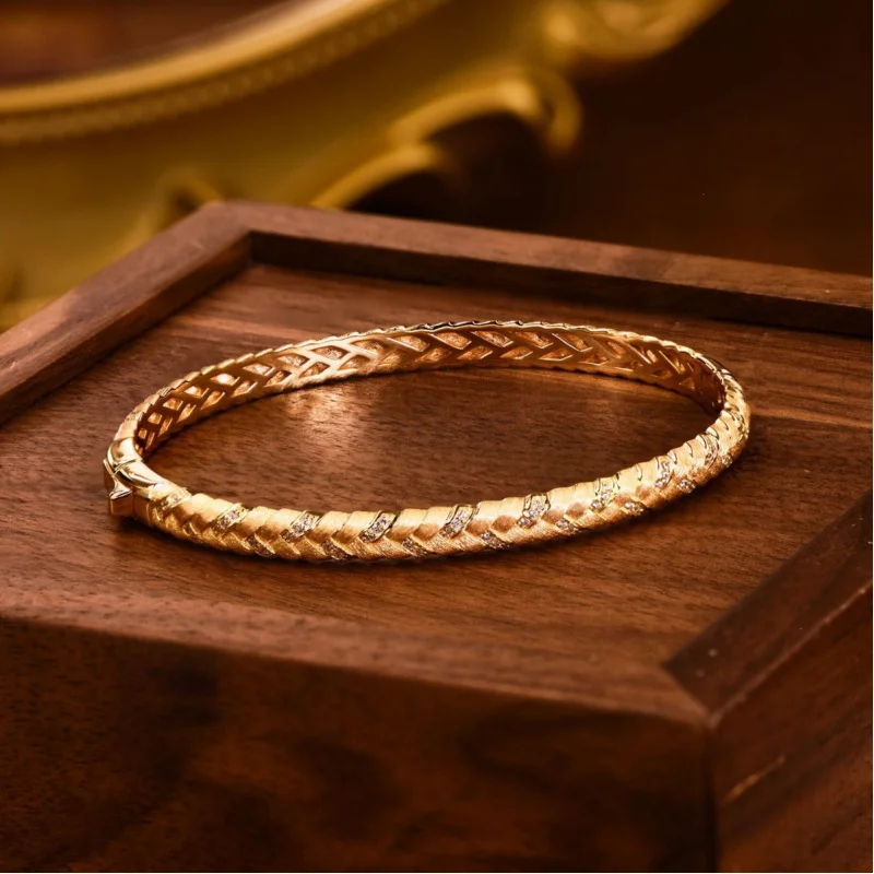 Gold Plated Copper925Silver Plating18KHot-Selling Cross Braided Bracelet Wheat Spike Braided Rope Knot Bracelet