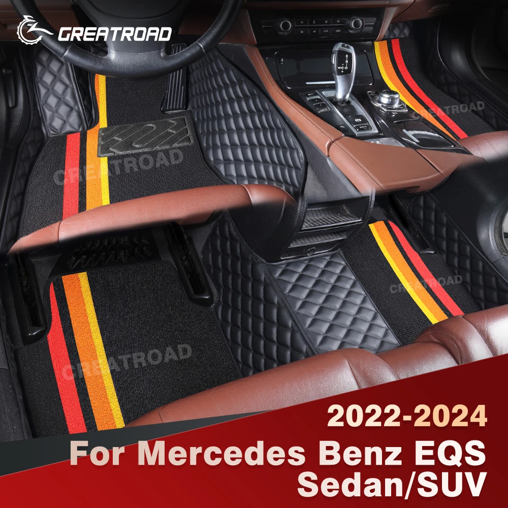 

For Mercedes Benz EQS Sedan/SUV 2022-2024 Double Layer Car Floor Mats Custom Auto Carpet Cover Interior Accessories