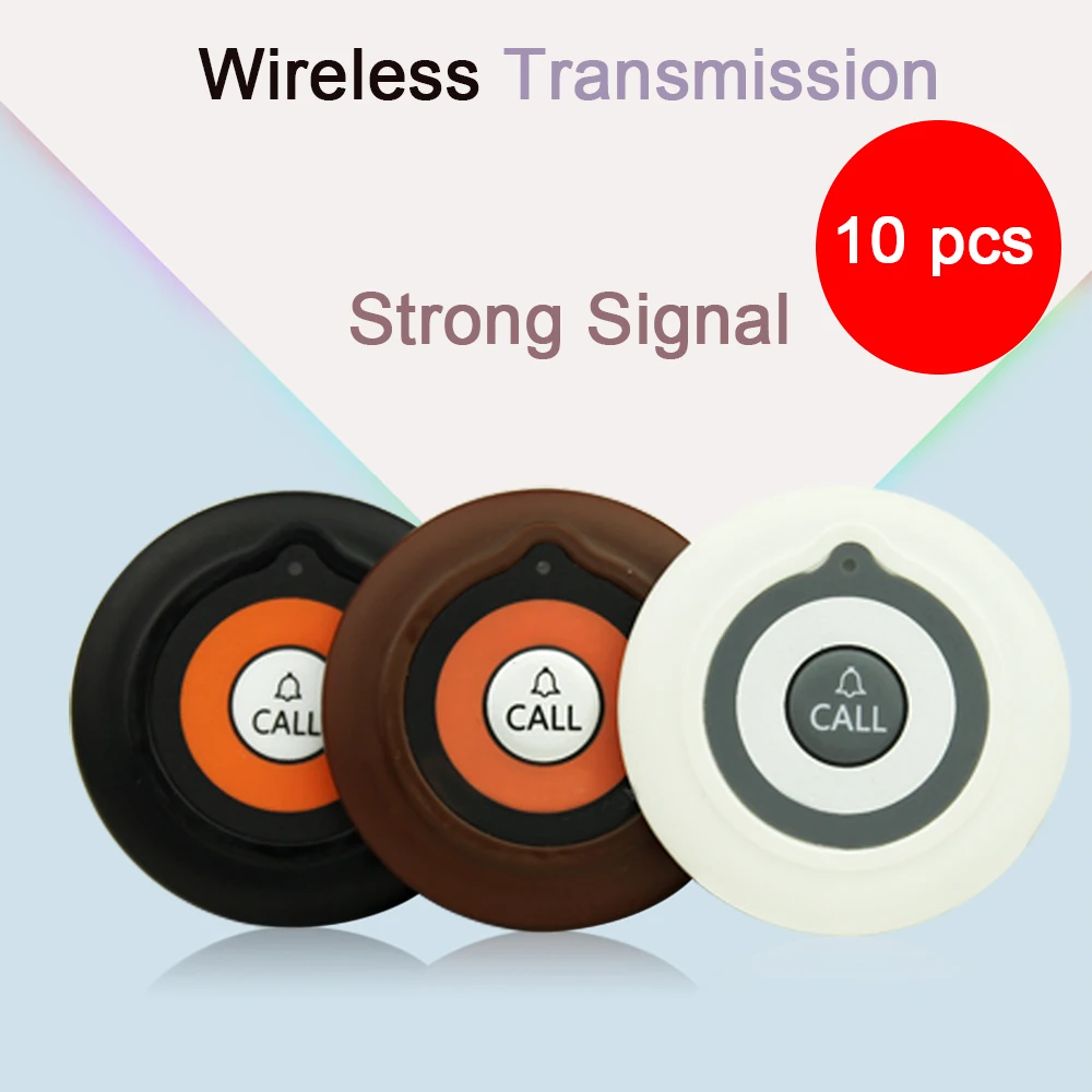 AAA+ 10 pcs Waiter Call Buttons Pager Wireless Calling Systems for Cafe Factory Hospital Hotel Restaurants Transmitter