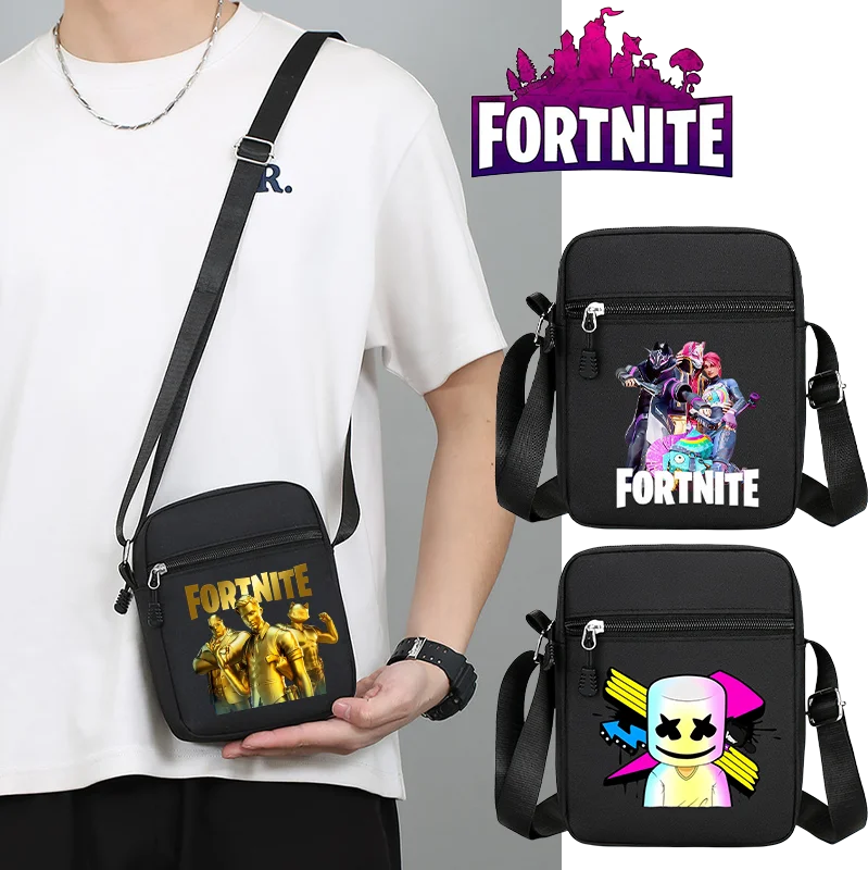 Bolso bandolera Fortnite, bolso de hombro informal negro para estudiantes, bolso para teléfono a la moda para adolescentes, bolsa para llaves, regalos de cumpleaños