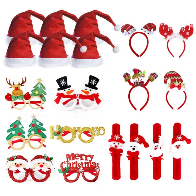 Gafas con astas de Reno de Navidad, conjunto de sombrero de Papá Noel, regalo para niños y adultos, sombrero de Papá Noel, diadema de muñeco de nieve
