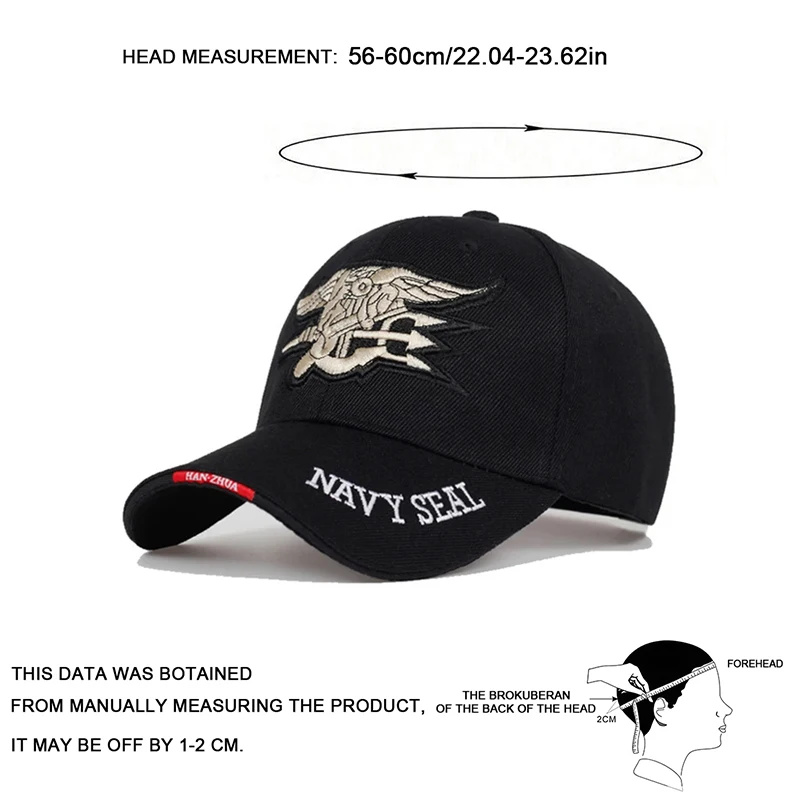 Unisex Seal Assault Team Baseballkappen mit Stickerei, für Frühling und Herbst, verstellbare Freizeithüte für den Außenbereich, Sonnenschutzhut – Detail 8