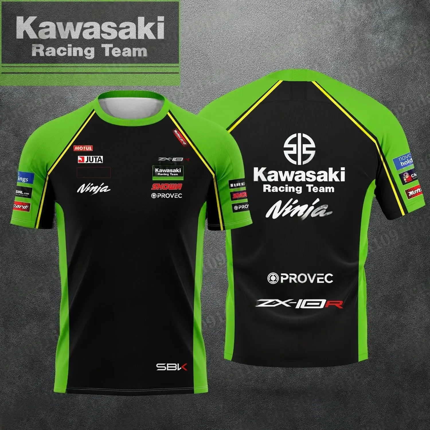 

Kawasaki мотоциклетная футболка с круглым вырезом и короткими рукавами, летние мужские топы, дышащий крутой, быстросохнущий, удобный спортивный топ