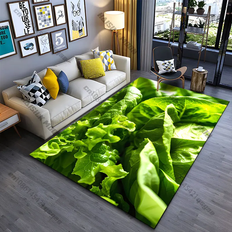 Fresh green leafy vegetables carpet Yoga living room room decor children's crawling mat doormat area rug games mat