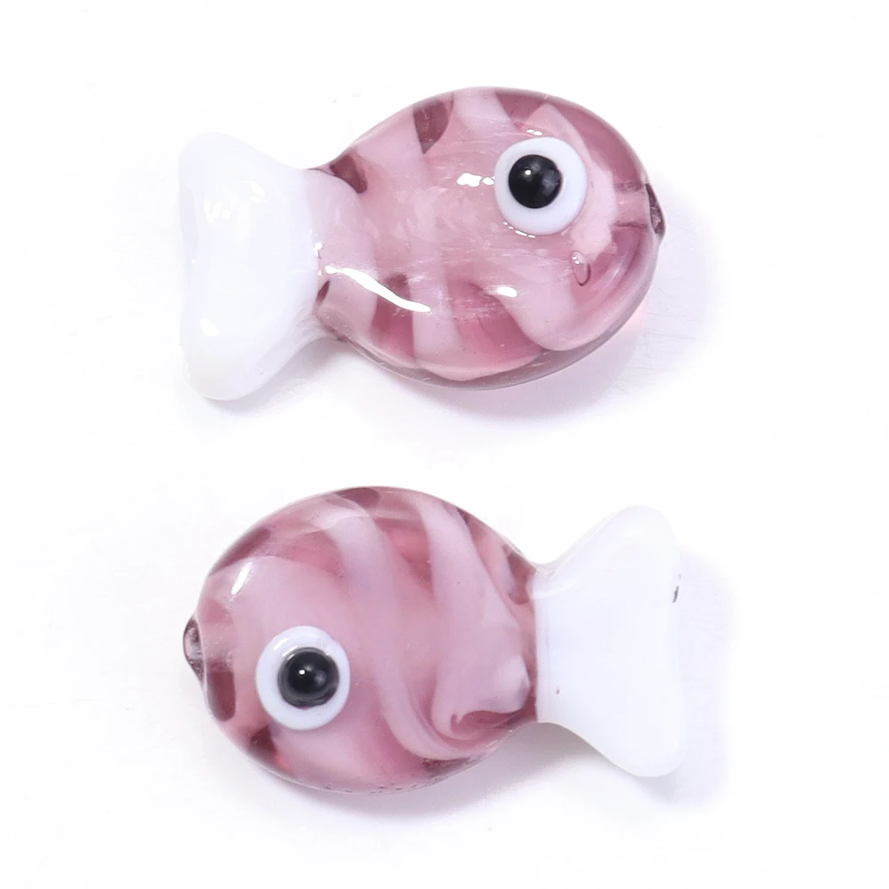 2pcs Cute Colorful Stripe Lampwork Glass Beads