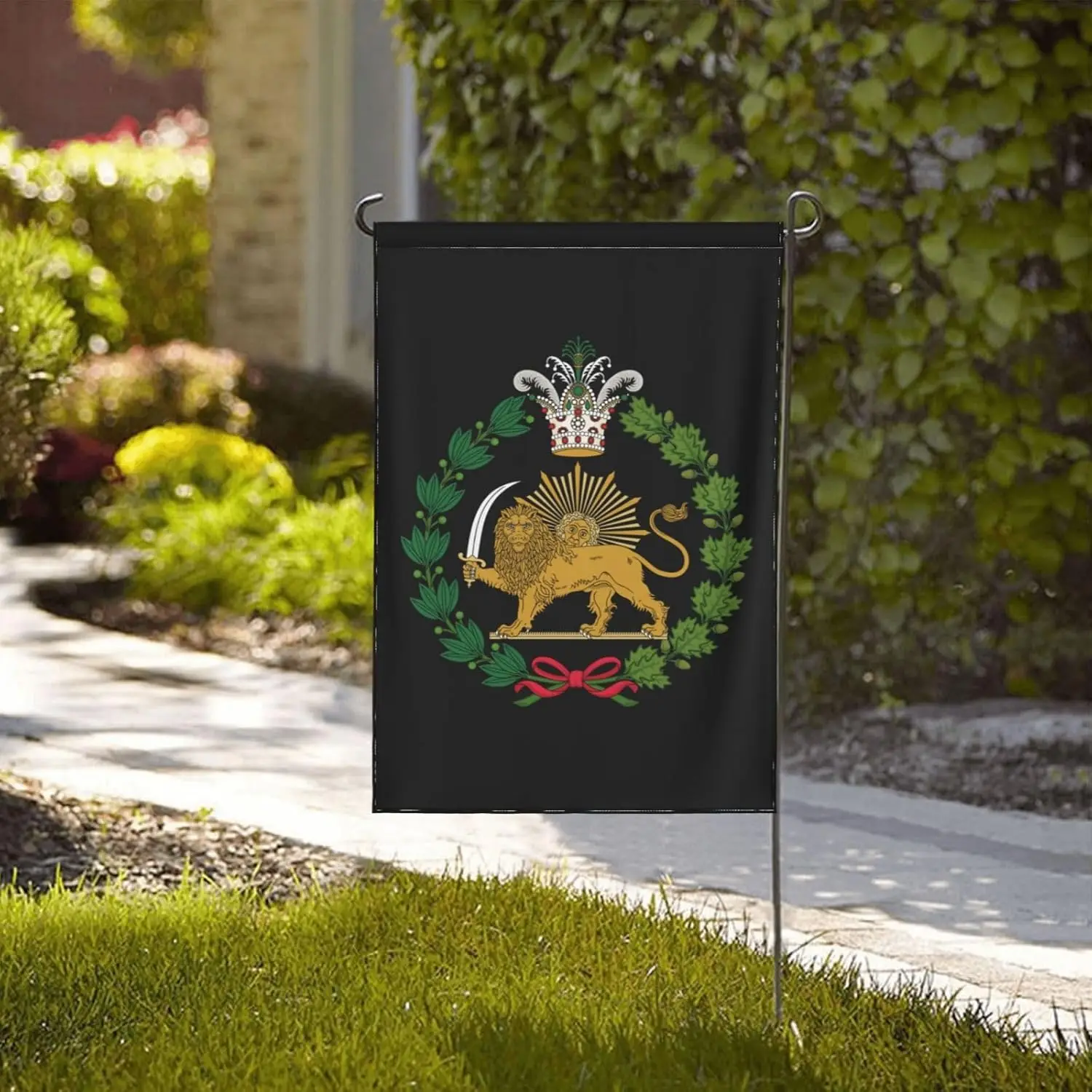 Persian Flag Iranian Lion Sun And Crown Iran Persia Garden Flag Double Sided Outside Yard Outdoor Decorative Flag KKZ