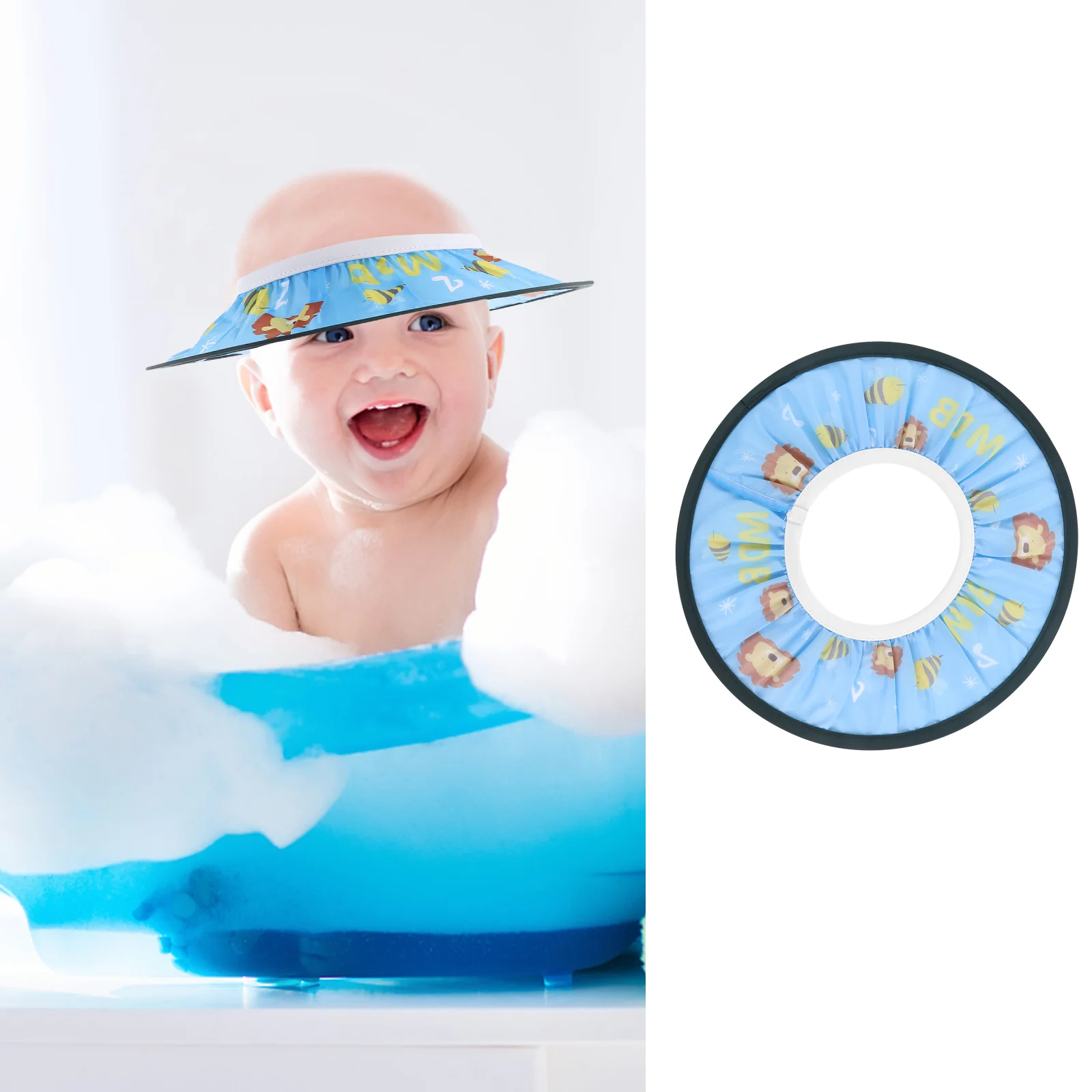 Shampoo Cap Baby Eye Shower Adjustable Hat Infant Water Proof with Waterproof Surface Cartoon Bathing Kids Tarpaulin