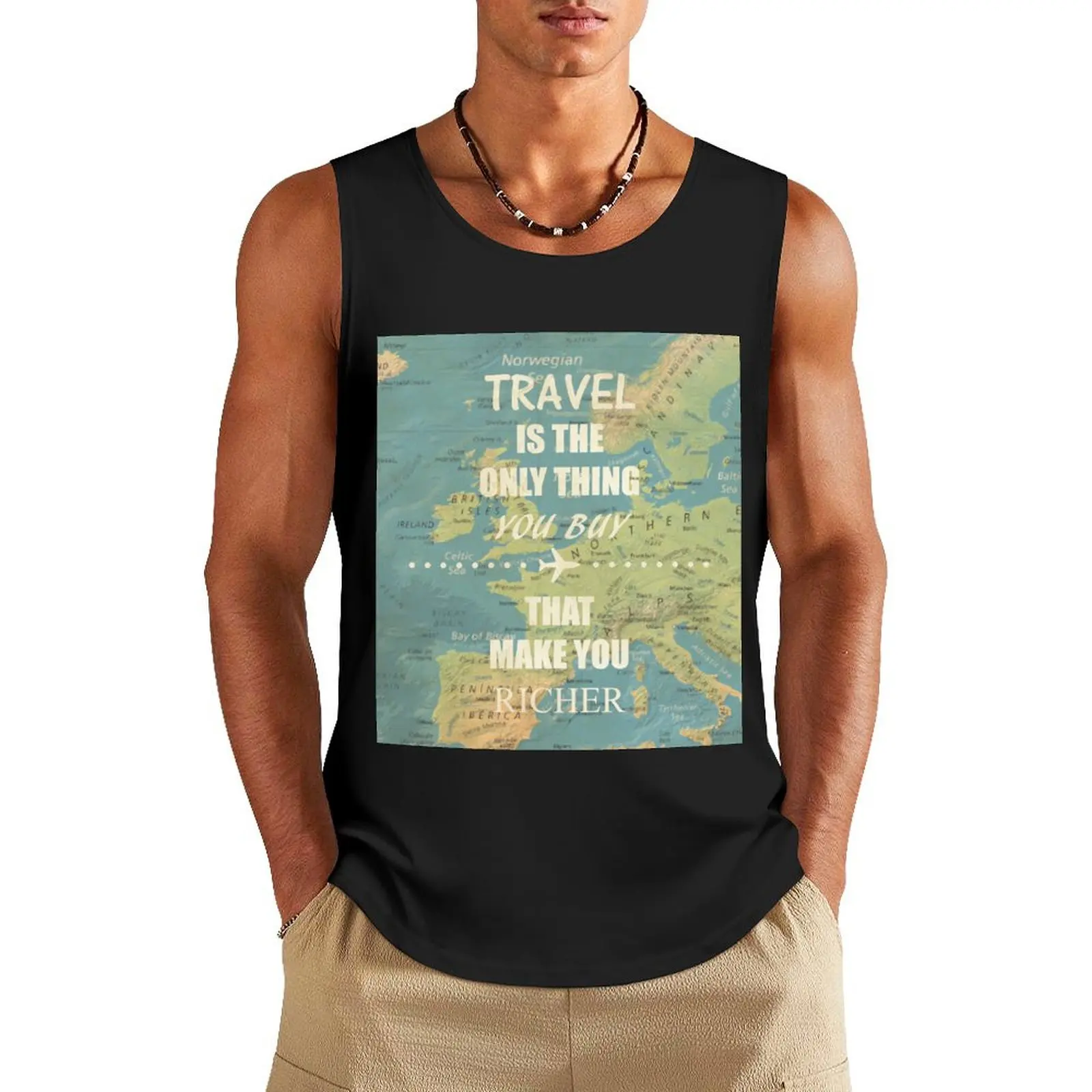 Travel is the only thing you buy that make you richer Tank Top t-shirt gym man bodybuilding men Men's fitness t-shirt