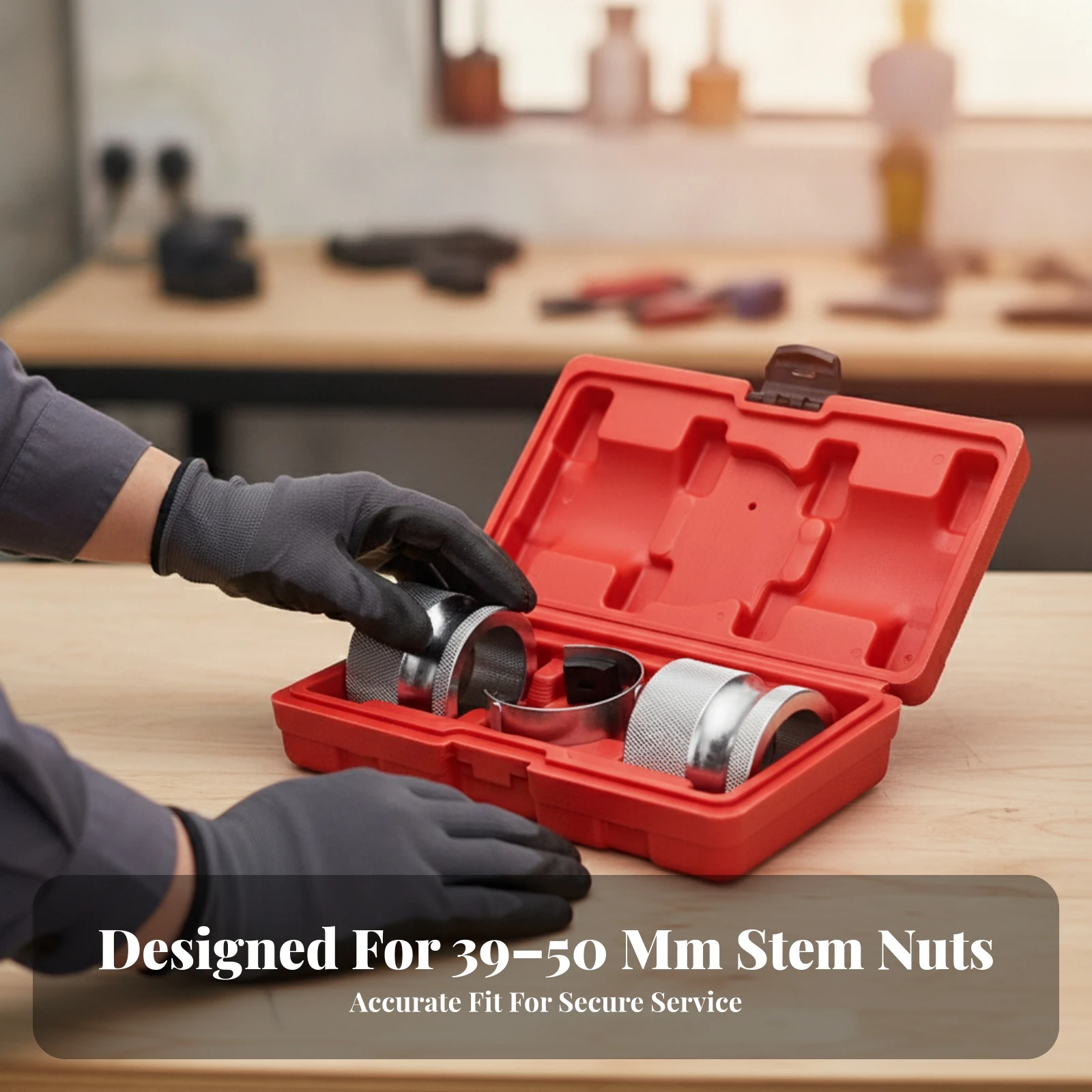 Split Ring Motorcycle Tool Kit with Blow Molded Case for Secure Grip Garage Use Heavy Duty Metal Construction