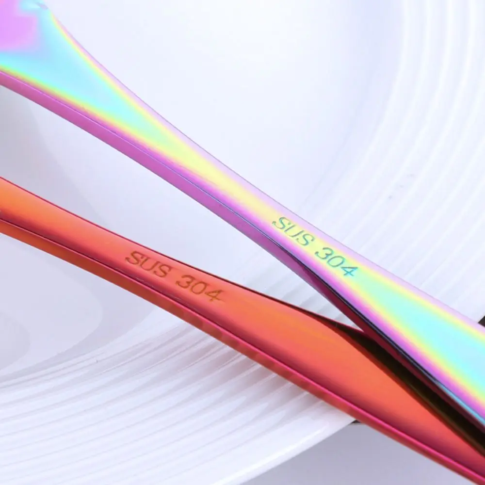 Creative Stainless Steel Saucier Spoon Baking Tool Honey Sauce Metal Spoons Colorful Tapered Spout Decorating Spoon