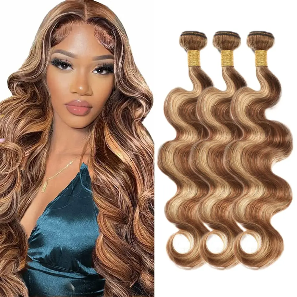 Bundles de cheveux humains vierges pour femmes, 100% cheveux humains ondulés ombrés, 4/27 cheveux humains colorés, tissage cousu, faisceaux Remy 10A