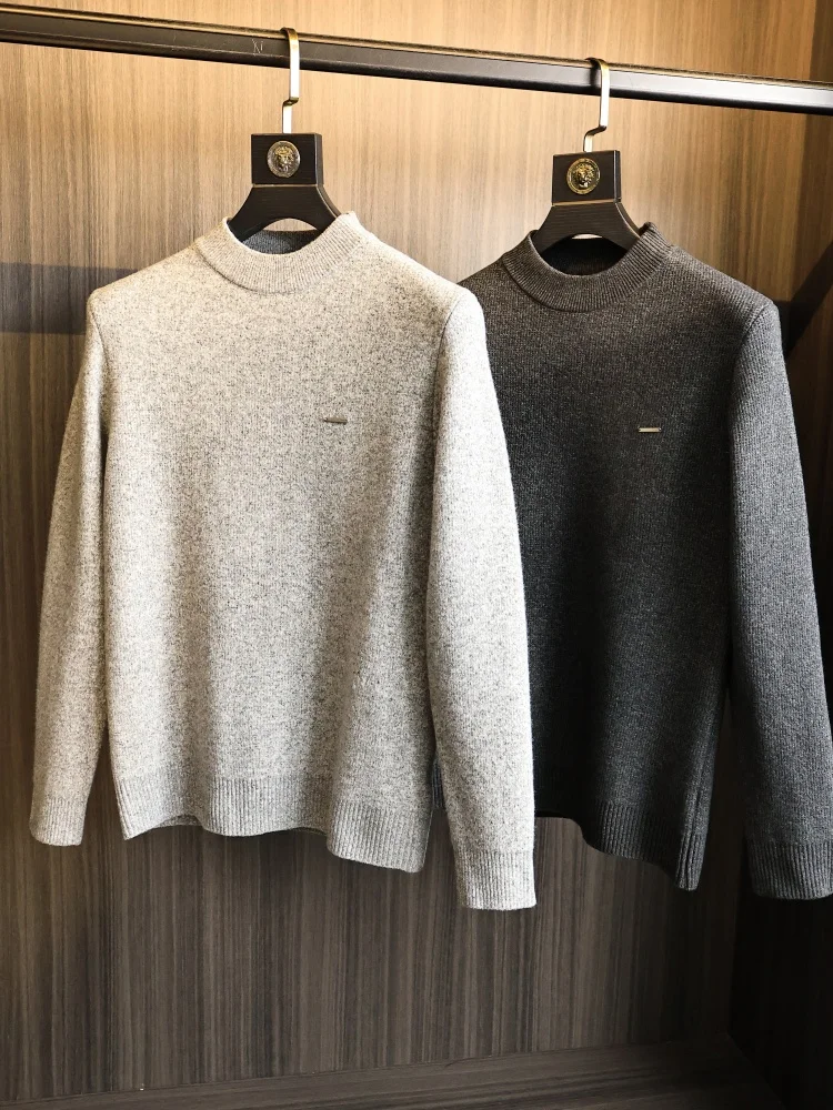 

Thiened Имитация Норки круглый вязаный свитер, удобный модный осенне-зимний мужской мягкий гладкий повседневный свитер