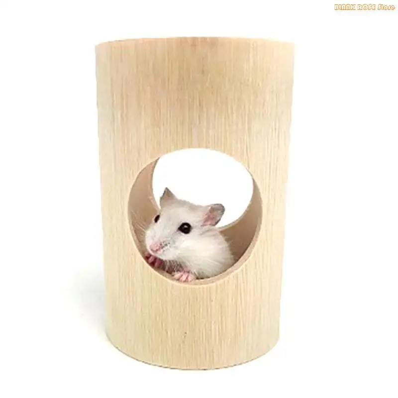 K1AE Hamster Tunnel Tube 3 Holes Hideouts Small Animal Play Wooden for Dwarf Rabbits Small Gerbils