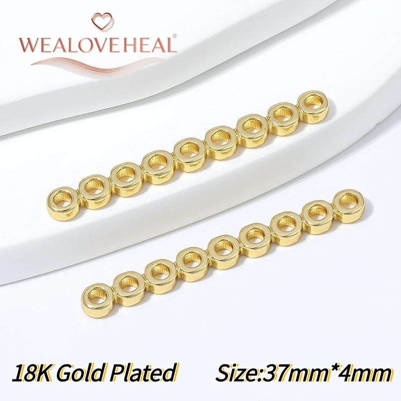 18K vergoldete Messing-Flachperlenverbinder mit mehreren Löchern, 2-10 Loch-Optionen, DIY-Zubehör für mehrsträngige Halsketten und Armbänder. – Detail 34