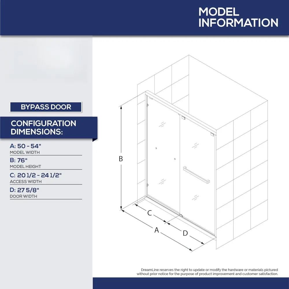 Semi-Frameless Bypass Shower Door in Satin Black,Double sliding bypass design allows entry to the shower from left or right side