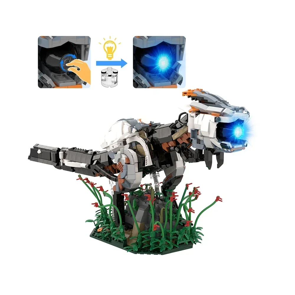 Gobricks MOC Horizon Redeye Watcher Bricks LED Lighting Horizon Dinosaur Observer Building Blocks Educational Toys Gift