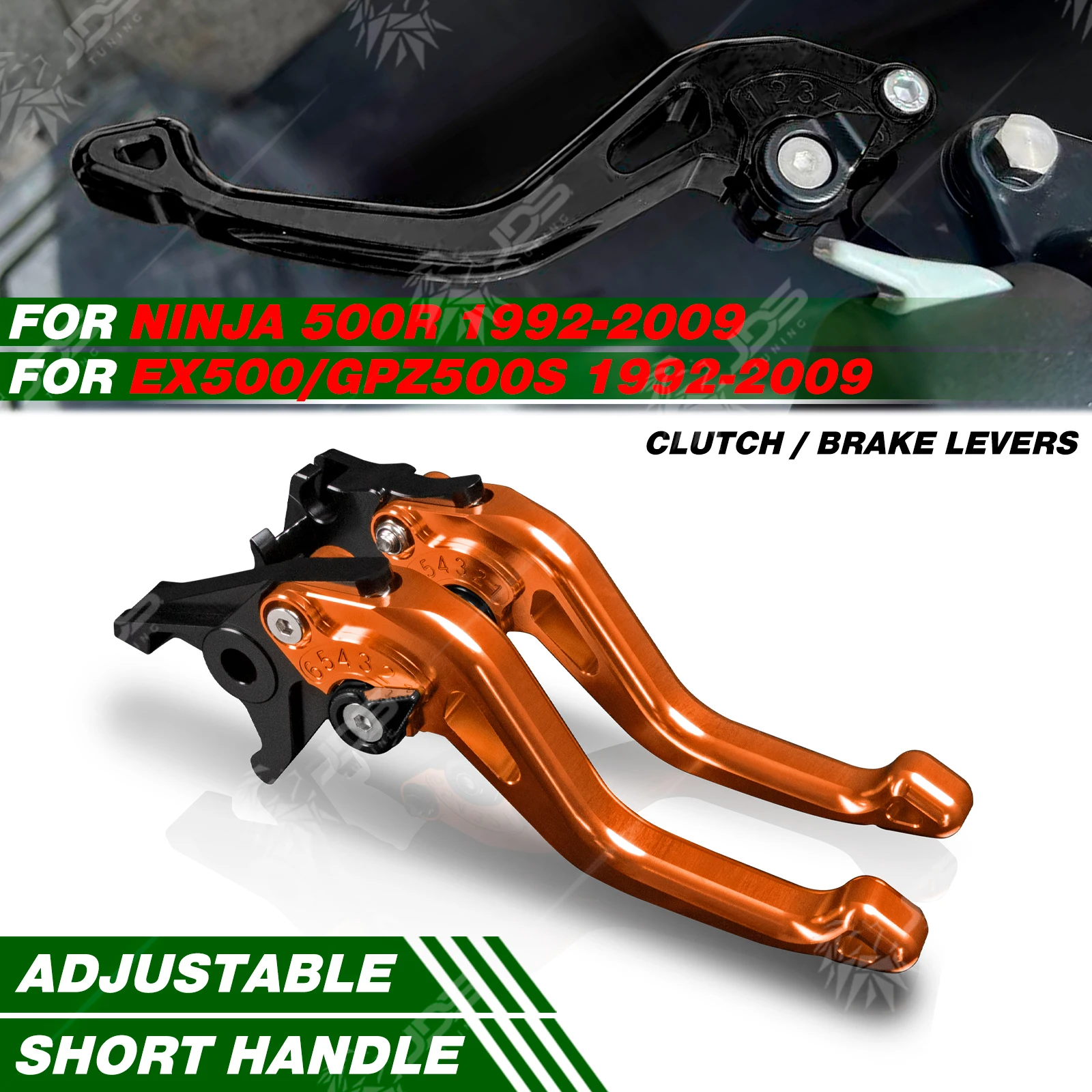 For Kawasaki NINJA500R/EX500/GPZ500S 1992-2009 Racing Short Brake Lever Set Adjustable Handle Levers Three-Fingers Accessories