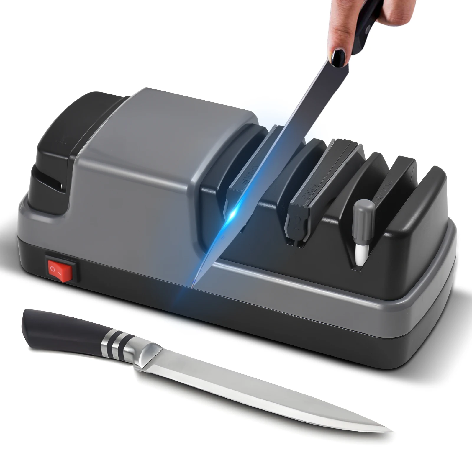 4 in 1 Digital Electric Knife Sharpener Speed Adjustable for Straight Blade Knives / Serrated Knives / Ceramic Knives / Scissors