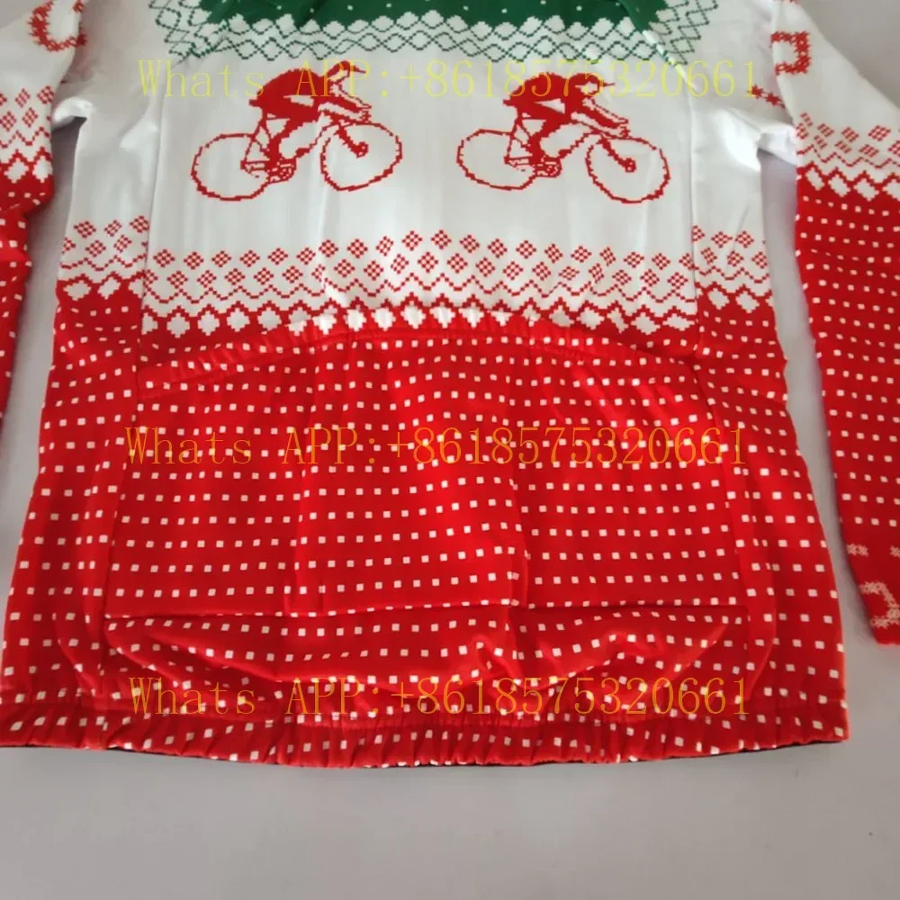 Christmas Theme Winter long sleeves Jerseys Fleece man red blue cycling clothing MTB Mountain Bike wear clothes Ciclismo