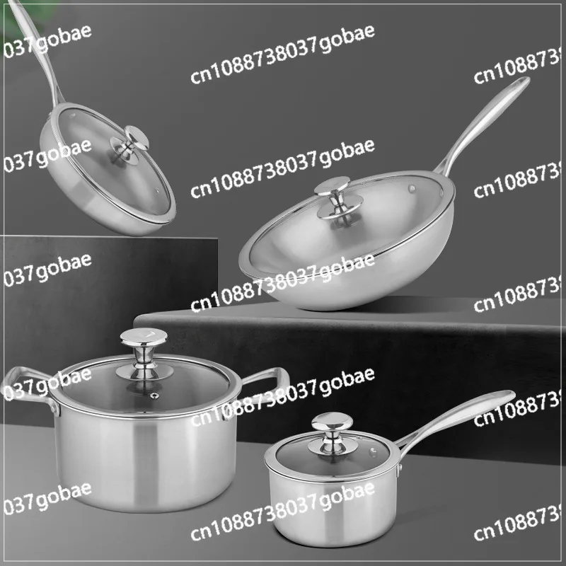 

Household titanium pan set Fried soup pan Induction cooker for uncoated