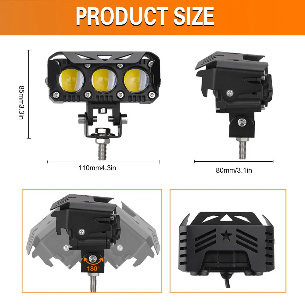 Motorcycle Light Motorbike Off-road Front Auxiliary Spotlights Super Penetrating Fan Driving Led for 4x4  ATV Truck Bike SUV