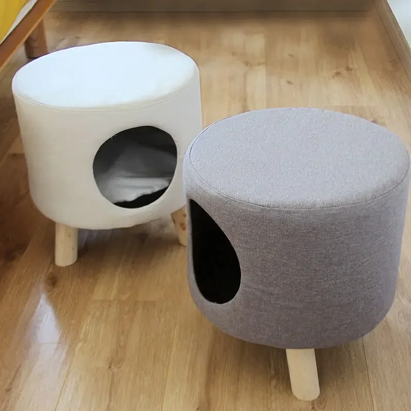

Multifunctional Cat Bed Closed Four Seasons Universal Cat House Stool Solid Wood Small Kennel Cat House