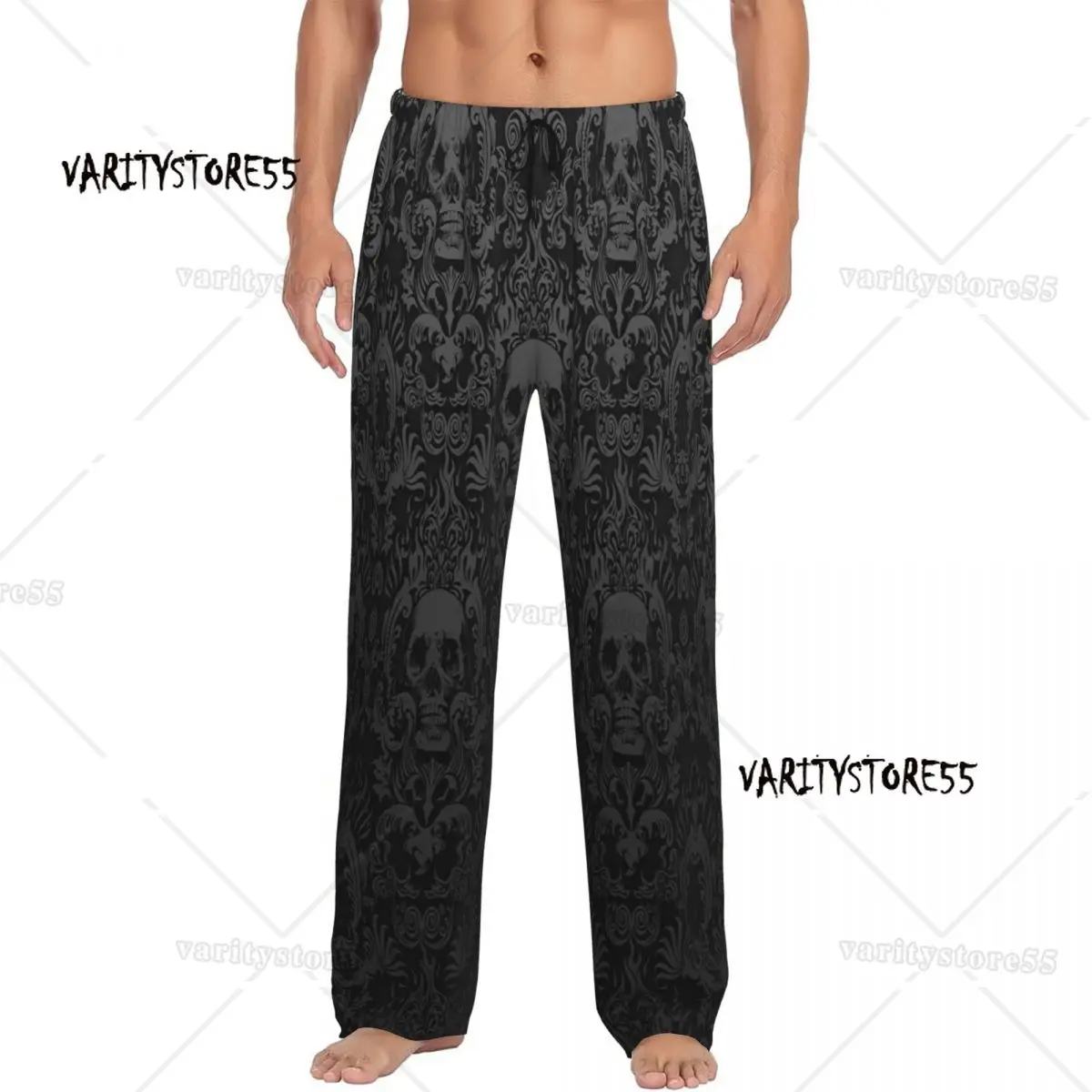 

Мужские пижамные штаны с принтом черепа в готическом стиле, одежда для сна с принтом Frenchie Skull, низ с карманами