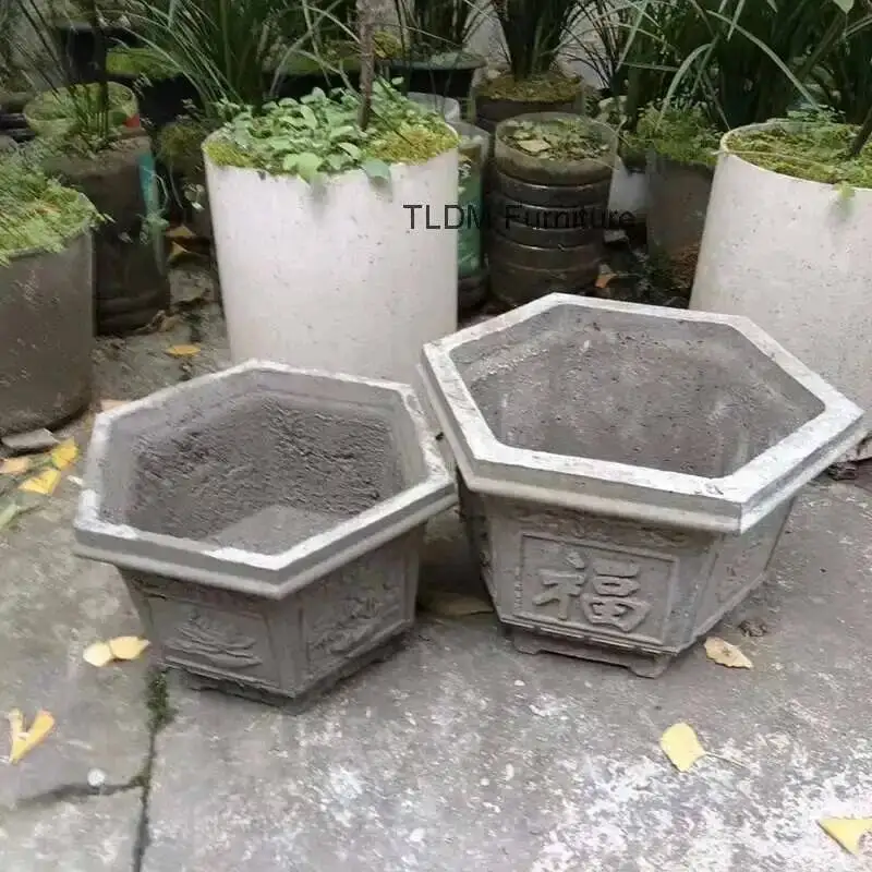 

Creative Flower Pot Molds Home Villa Garden Homemade Bonsai Concrete Abrasive Tool Chinese Cement Mold Hexagonal Plastic Model