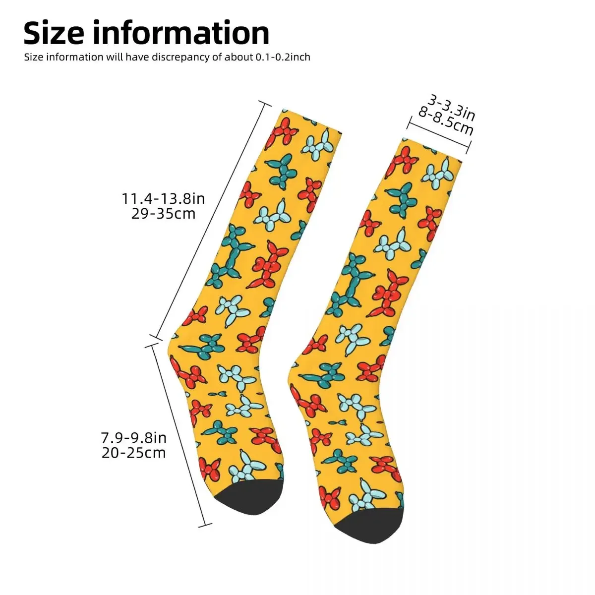 Balloon Animal Dogs Pattern In Yellow Socks Harajuku Super Soft Stockings All Season Long Socks for Unisex Christmas Gifts