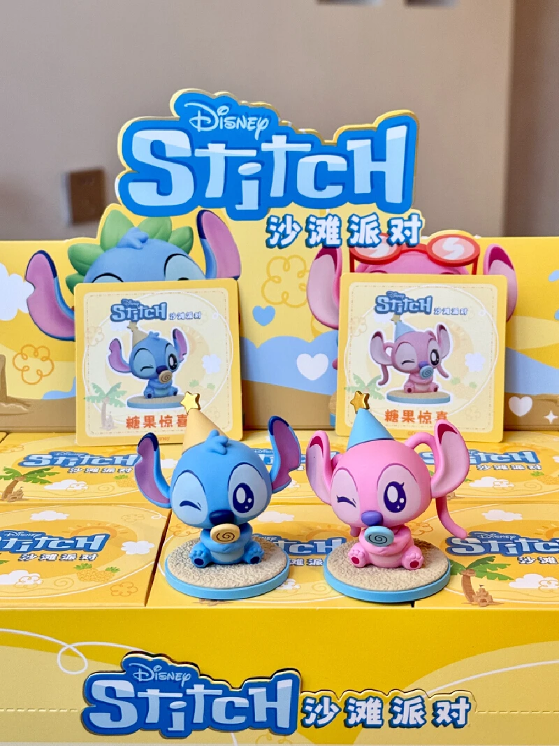 الكرتون ديزني غرزة حفلة الشاطئ سلسلة صندوق أعمى لطيف غرزة الملاك دمية صغيرة سيارة زخرفة سطح المكتب الديكور لعبة مفاجأة هدية