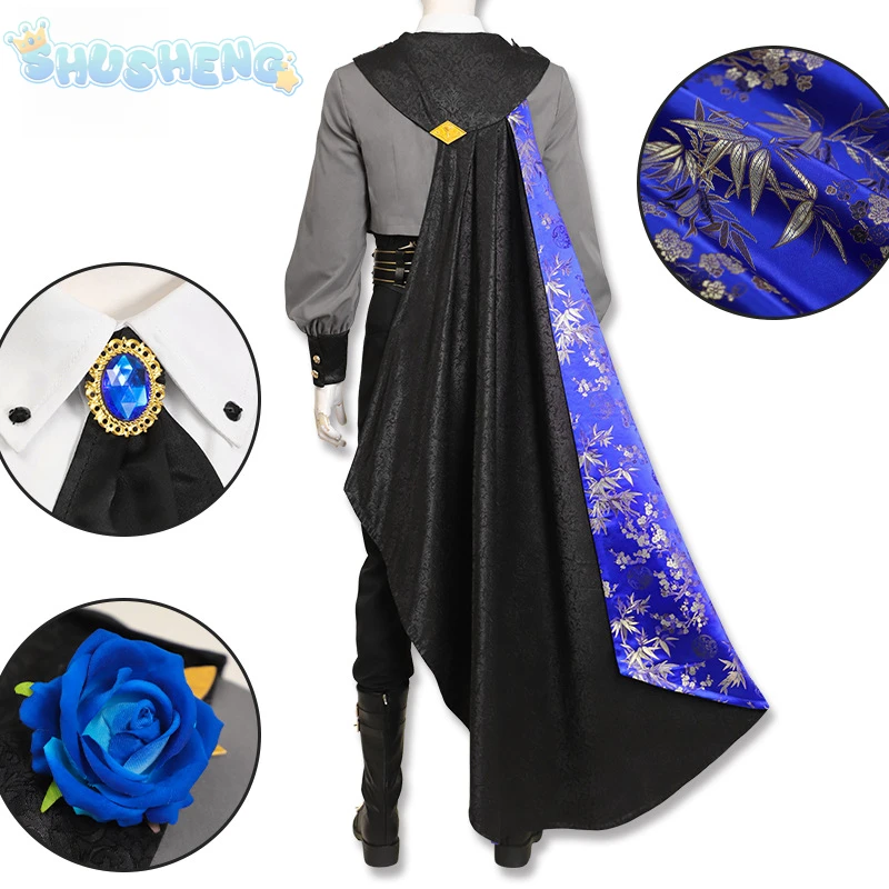 Sephiroth FF14 Game Final Fantasy Cosplay Blue Rose Thorn Night Costume Shoes Accessories props jackets Halloween Party Uniform